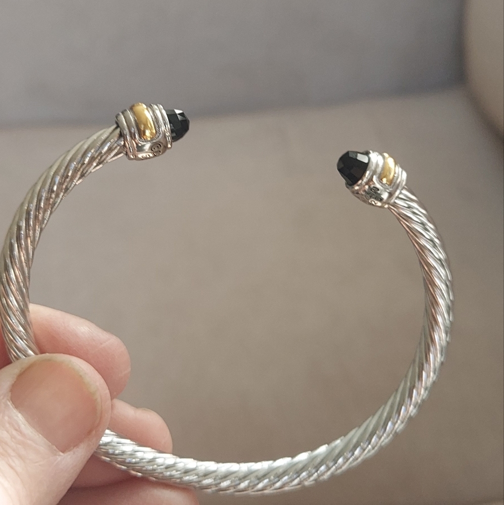 David Yurman Classic twisted 5mm Silver Cable bracelet with black onyx
